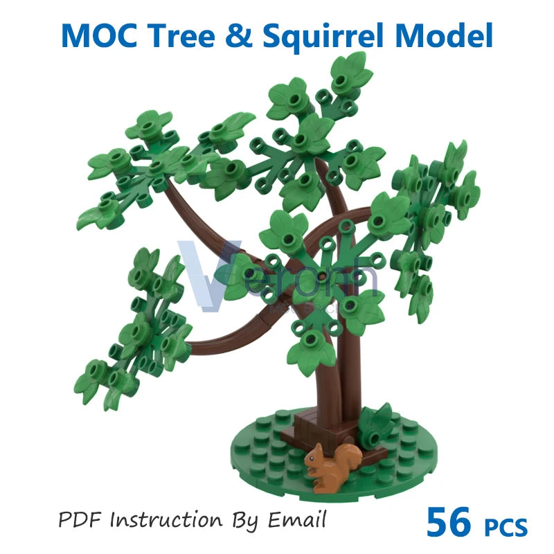 Forest Green Tree Bushes Model Building Blocks Moc City Street Garden Plants Assembly Particles Bricks Toys for Kid over 6 Years