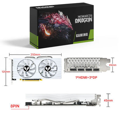 MOUGOL Original Radeon RX580 8G Graphics Card GDDR5 Memory Video Gaming Card PCIE3.0x16 DVI DP for Desktop Computer AMD Card
