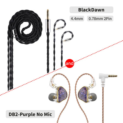 NICEHCK DB2 Microphone HiFi Music Earphone 1DD+1BA Hybrid Dual Driver In Ear Earbud Monitor Detachable 0.78 2Pin Connector IEM